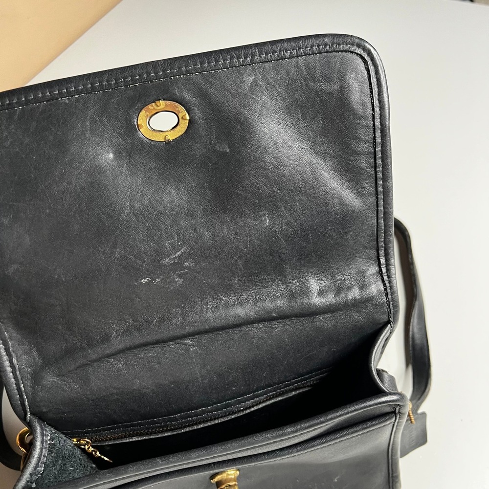 Vintage Coach Regina Bag 9983 Black Leather Crossbody Turnlock Top Handle USA - Picture 5 of 11